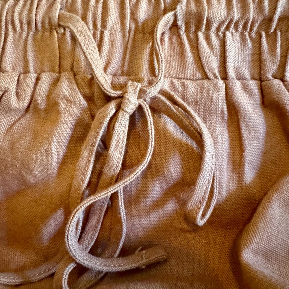 A New Day Linen Rust Orange High Waist Paperbag Shorts - Picture 6 of 6
